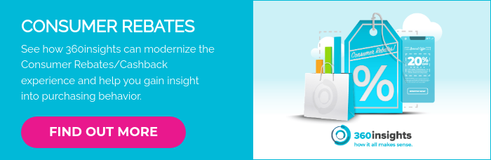 CONSUMER REBATES See how 360insights can modernize the Consumer Rebates/Cashback experience and help you gain insight into purchasing behavior.  
